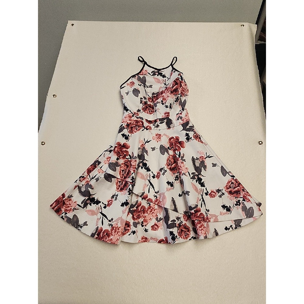 New Speechless Womens White Pink Floral Tiered Fit & Flare Dress Size 3